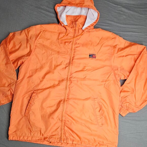 Vintage Tommy Sports USA Windbreaker Jacket Orange Hooded